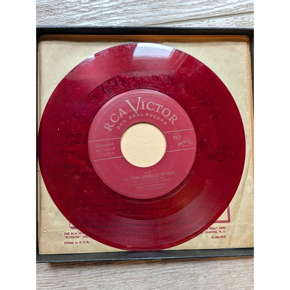 RCA Victor Red Seal Record 49-1415 Boston Pops Star Spangled Banner Red Vinyl 45